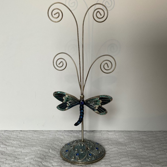 Metal and Enamel Dragonfly Display Stand - Photo or Jewellery Holder - Picture 1 of 16